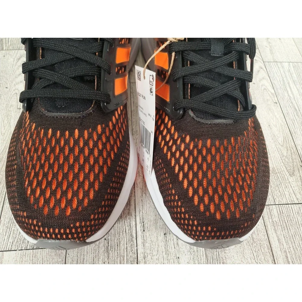 adidas Running Shoes Mens Size 8.5 Mesh Black Solar Orange EQ21 NEW